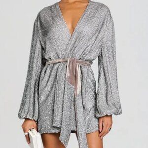 Retrofete Gabrielle Silver Sequin dress